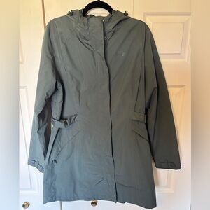 Women’s Hooded Trench Coat in Slate Green - Unbranded